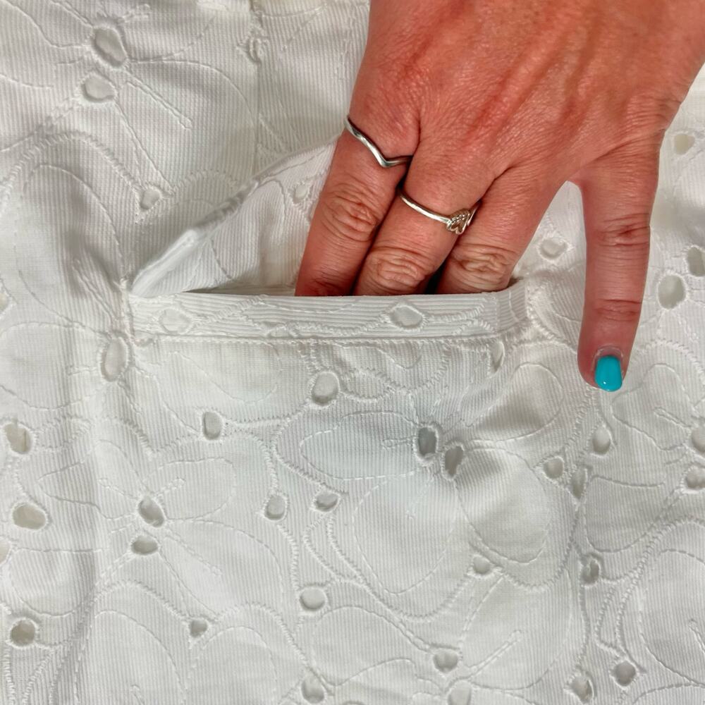 Ted Baker White Suzet Tailored Belted High Waist Eyelet Shorts Size 6 NEW no Tag - Picture 8 of 10